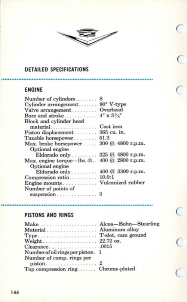 1957 Cadillac Salesmans Data Book Page 142